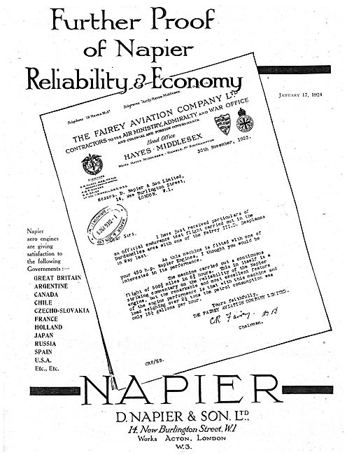 Napier Lion Aero Engines - Fairey IIID                           