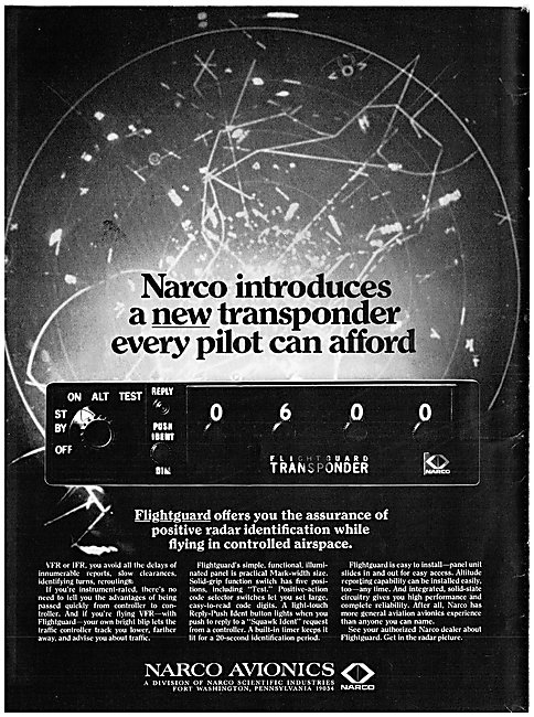 Narco Flightguard Transponder                                    