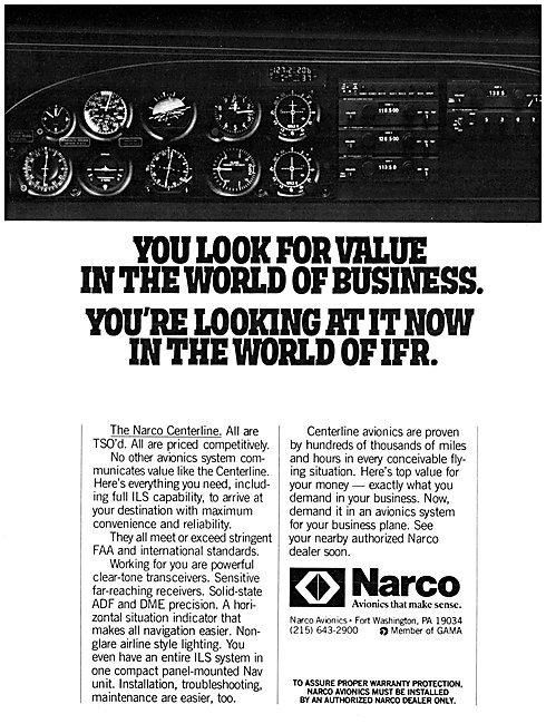 Narco Centreline Avionics 1980                                   