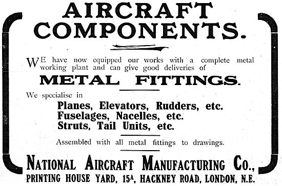 National Aircraft Manufacturing Co. 15a Printing House Yard. 1916