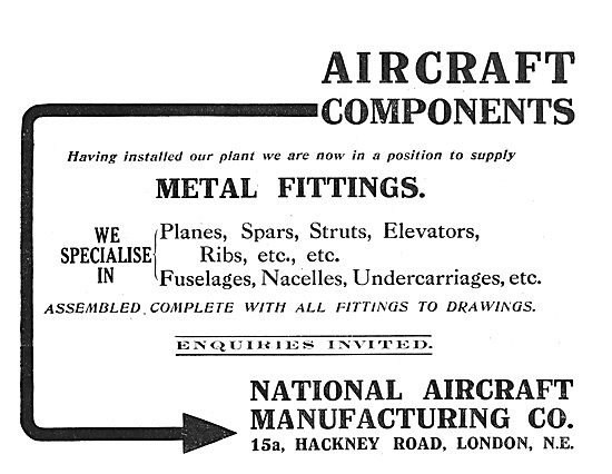 National Aircraft  Manufacturers Of Aircraft Parts 1916 Advert   