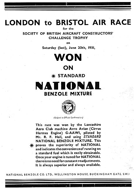 National Benzole  Aviation Fuel                                  