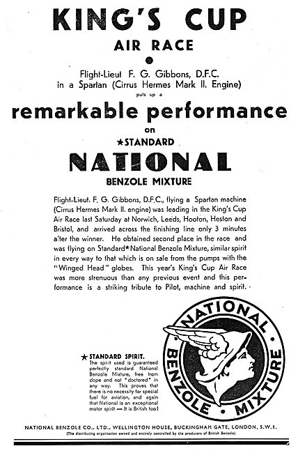 National Benzole  Aviation Fuel - Kings Cup                      