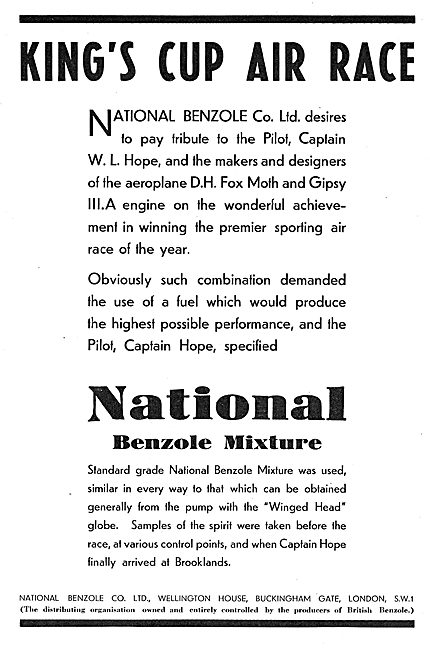 King's Cup Winner Used National Benzole Fuel                     