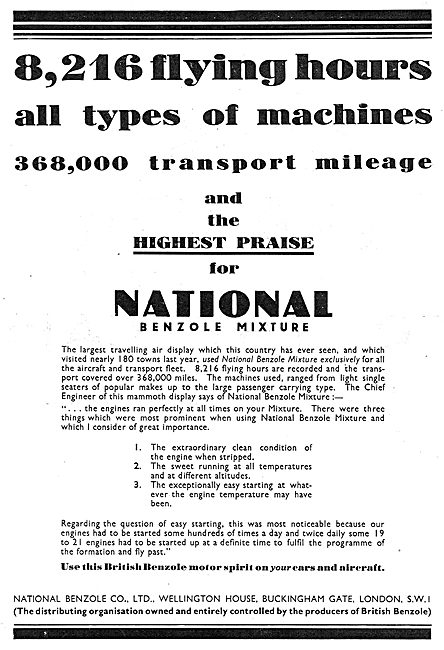 Circus 8,216 Flying Hours On National Benzole Fuel               