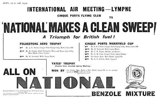Clean Sweep For National Benzole At The Lympne Meeting           