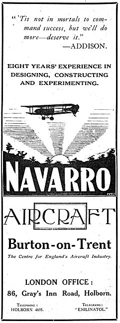 Navarro Aircraft Co. Burton-On-Trent. Aircraft Builders          