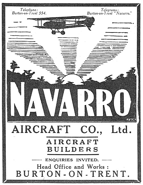 Navarro Aircraft.  Aircraft Contsructors. Burton-On-Trent        