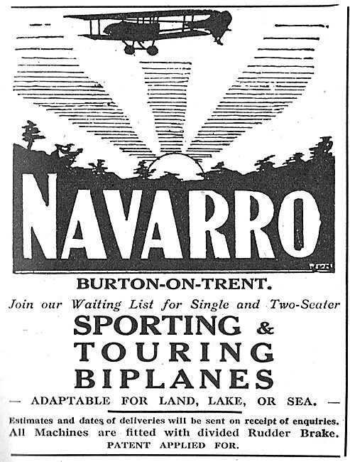 Navarro Aircraft Co. Burton-On-Trent. Sporting Biplanes          