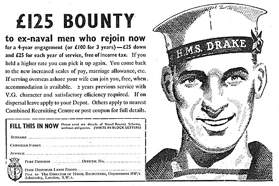 Royal Navy Recruitment 1946 Advert                               