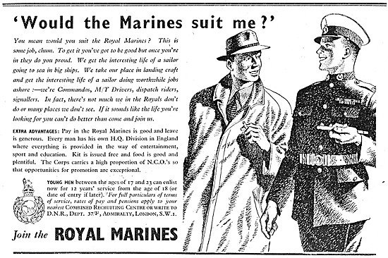 Royal Marines Recruitment Advert 1946                            
