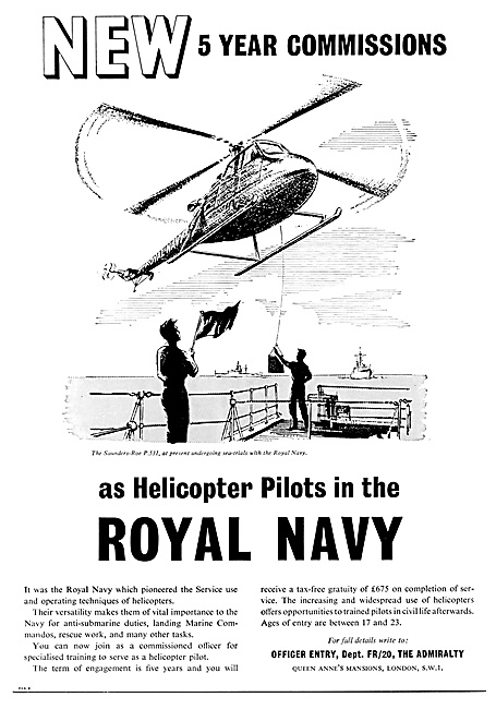 R.N. Recruitment. Royal Navy Aircrew Recruitment 1960            