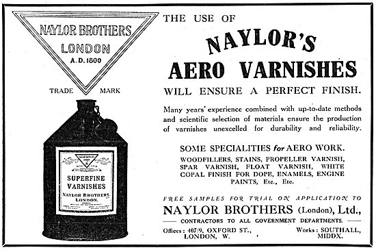 Naylors Paints, Enamels & Varnishes For Aircraft Constructors    