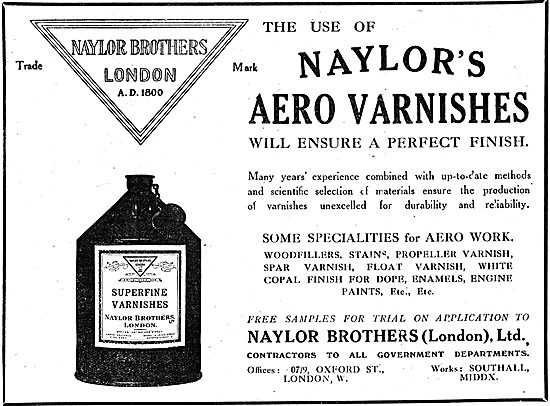 Naylors Paints, Enamels & Varnishes For Aircraft Constructors    