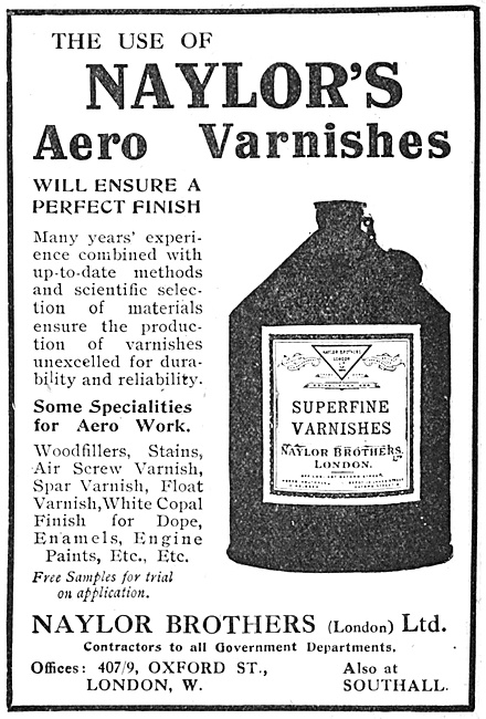 Naylor's Paints, Enamels & Varnishes For Aircraft Constructors   