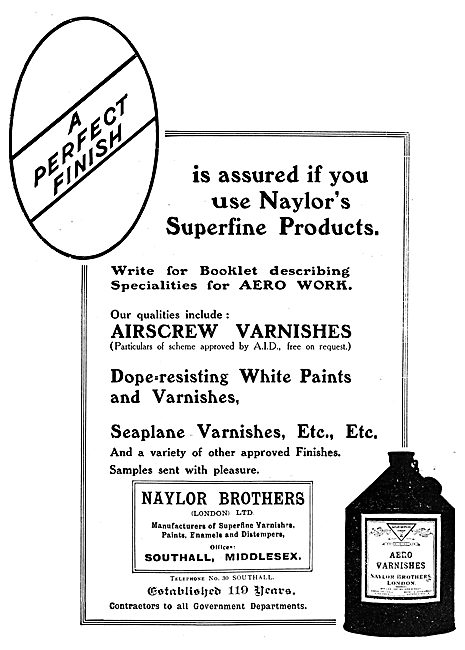 Naylors Paints, Enamels & Varnishes 1919 Advert                  