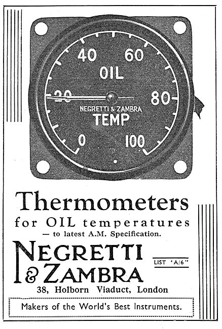 Negretti & Zambra Aircraft Oil Temperature Thermometers          