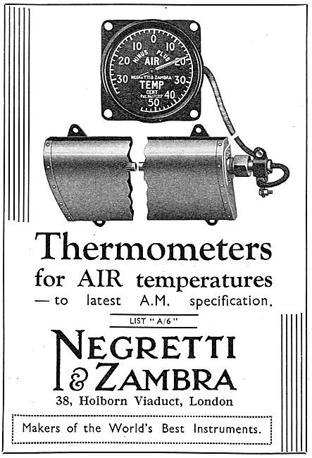 Negretti & Zambra Aircraft Air Temperature Thermometers          