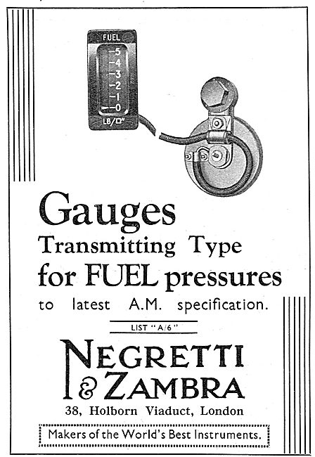 Negretti & Zambra Aircraft Fuel Pressure Gauges                  