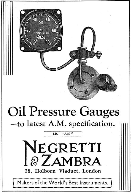 Negretti & Zambra Aircraft Air Ministry Spec Oil Pressure Gauges 