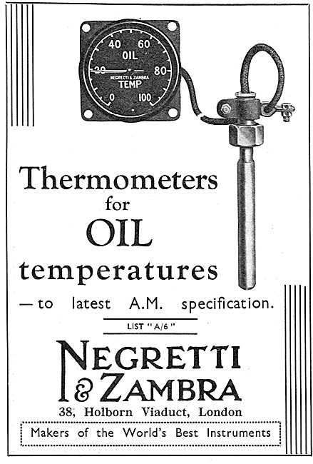 Negretti & Zambra Aircraft Oil Temperature Gauges                