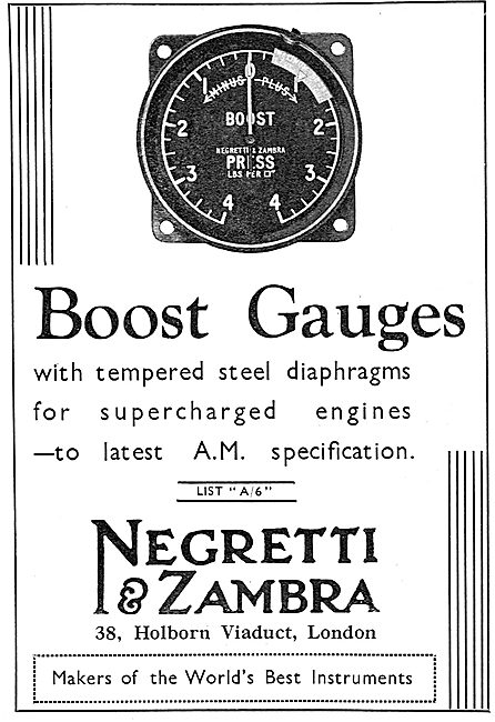 Negretti & Zambra Aero Engine Boost Gauges                       