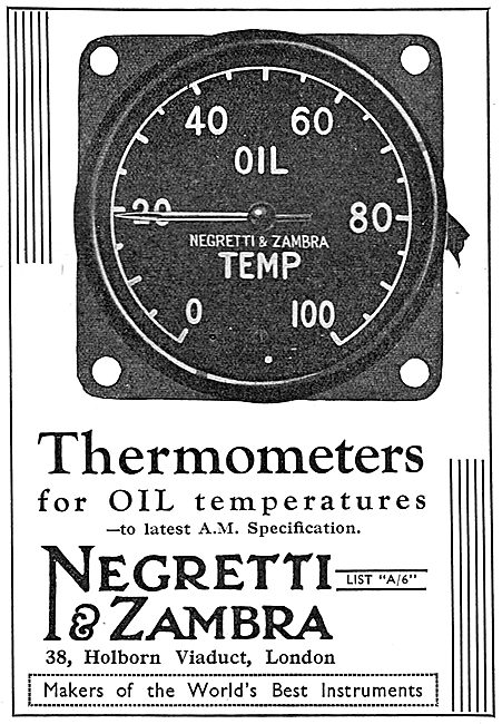 Negretti & Zambra Aircraft Instruments - Oil Temperature Gauge   