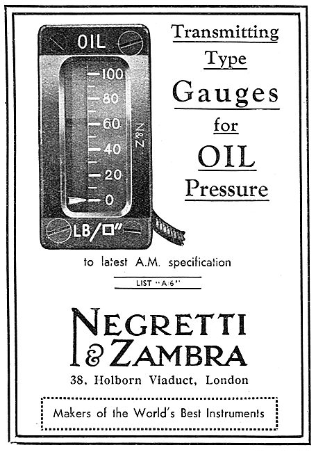 Negretti & Zambra Aircraft Instruments - Oil Pressure Gauges     