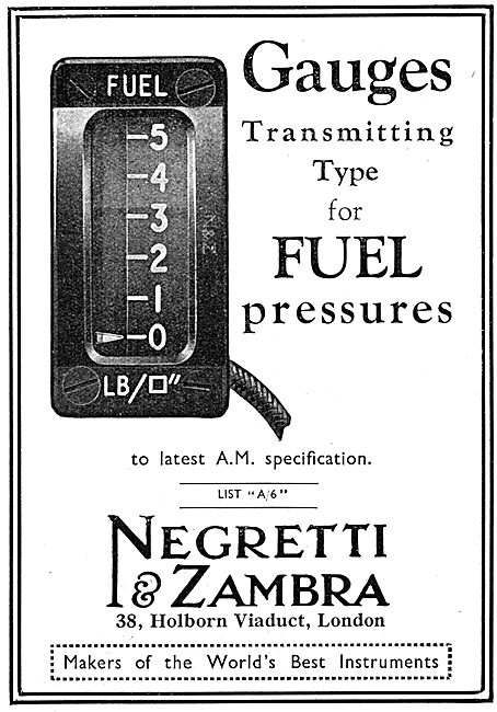 Negretti & Zambra Aircraft Instruments - Fuel Pressure Gauge     