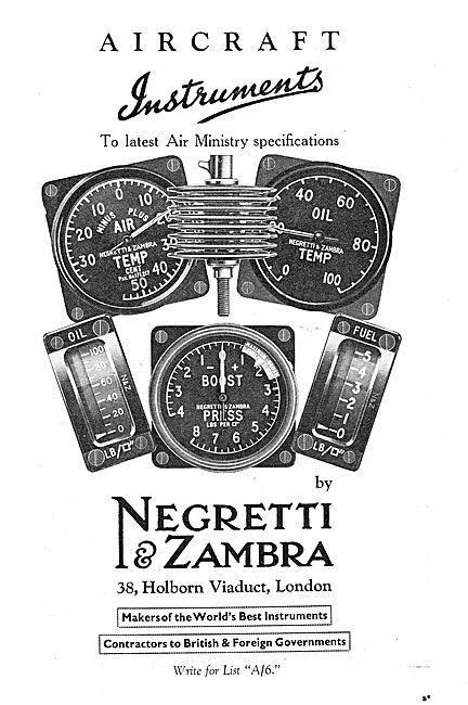Negretti & Zambra Aircraft Instruments                           