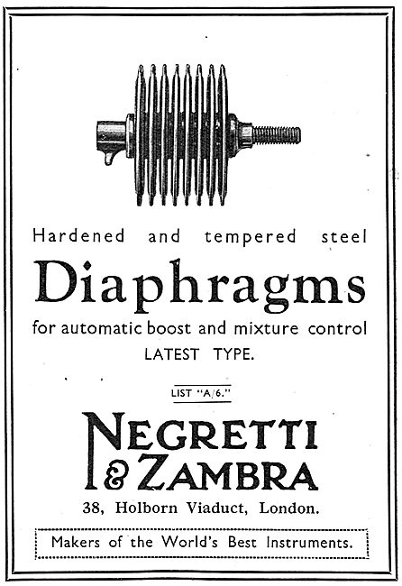 Negretti & Zambra Diaphragms For Aircraft Instruments            