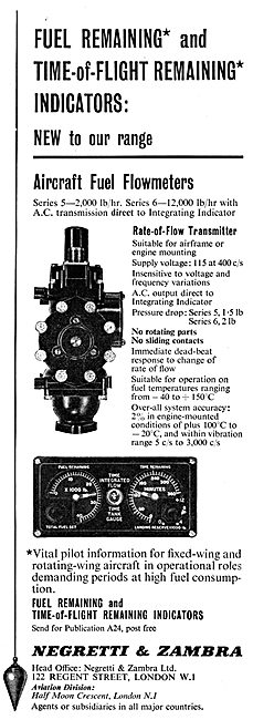 Negretti & Zambra Aircraft Fuel Flowmeters                       