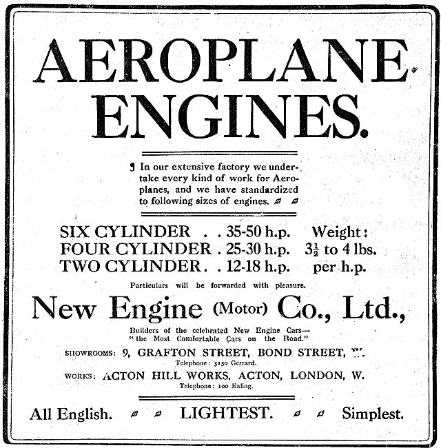 New Engine (NEC) Two, Four & Six Cylinder Aero Engines           