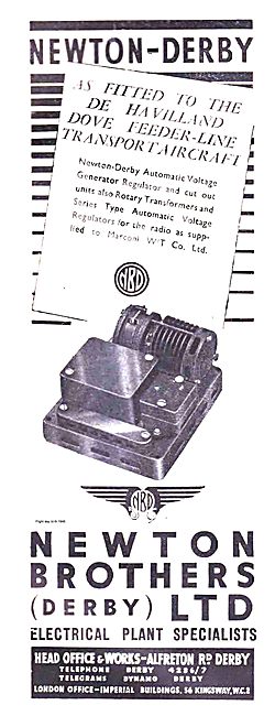 Newton Brothers Automatic Voltage Regulators For Aircraft        