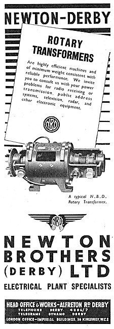 Newton-Derby Generators Voltage Regulators & Rotary Transformers 