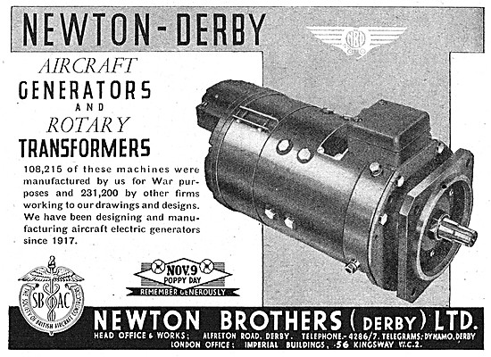 Newton-Derby Generators Voltage Regulators & Rotary Transformers 