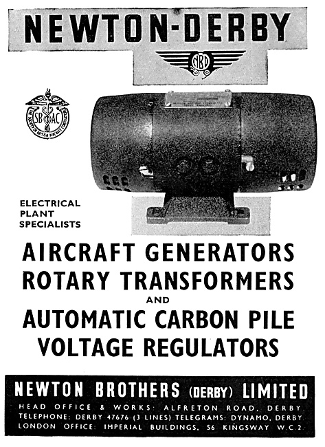 Newton-Derby Generators Voltage Regulators & Rotary Transformers 