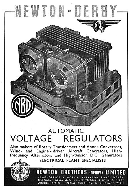 Newton-Derby Generators Voltage Regulators & Rotary Transformers 