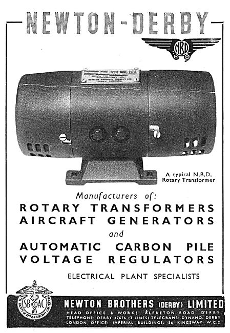 Newton-Derby Generators Voltage Regulators & Rotary Transformers 