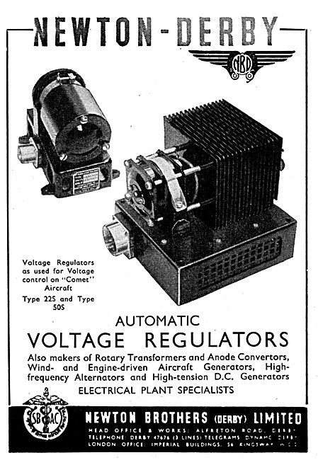 Newton-Derby Generators Voltage Regulators & Rotary Transformers 