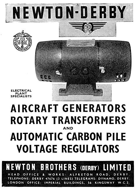 Newton-Derby Generators Voltage Regulators & Rotary Transformers 