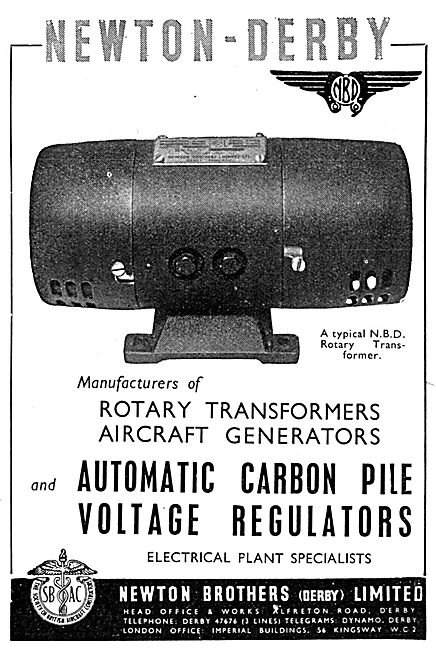 Newton-Derby Generators Voltage Regulators & Rotary Transformers 