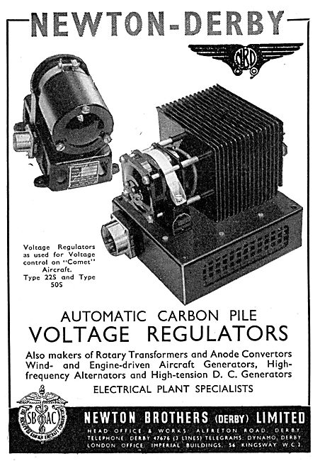 Newton-Derby Generators Voltage Regulators & Rotary Transformers 