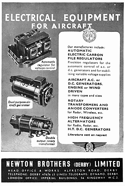 Newton-Derby Generators Voltage Regulators & Rotary Transformers 