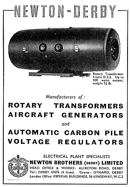 Newton-Derby Aircraft Generators & Voltage Regulators            