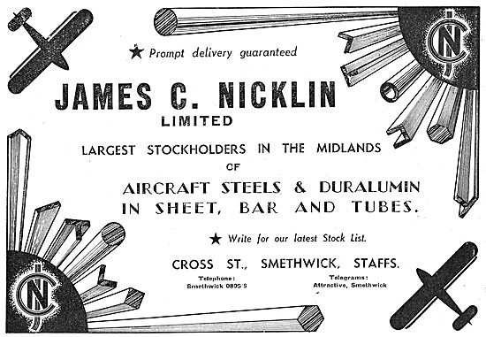 Bernard Nicklin & Co. Smethwick. Aeroplane Steel Sheets          