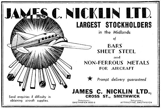 James C.Nicklin & Co. Smethwick. Aeroplane Steel Sheets          