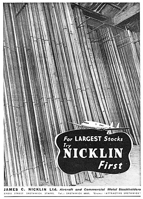 James Nicklin Ltd. Smethwick. Aeroplane Steel Sheets             