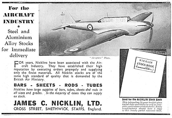James Nicklin Ltd. Smethwick. Aeroplane Metals                   