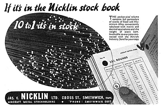 J. Nicklin & Co. Smethwick. Aeroplane Steel Sheets               